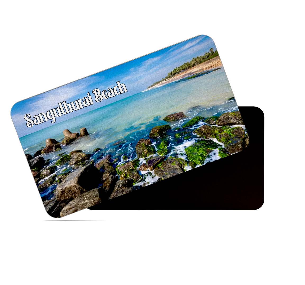 dhcrafts Multicolor Tamil Nadu Sanguthurai Beach Design Rectangular Rubber Matte Finish Fridge Magnet / Magnetic Card Pack of 1 (8.6cm x 5.4cm)